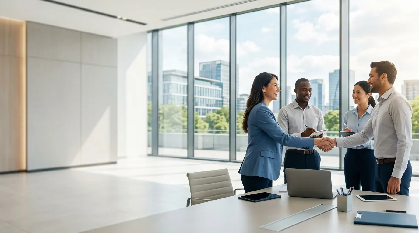MACTRA channel partner team handshake