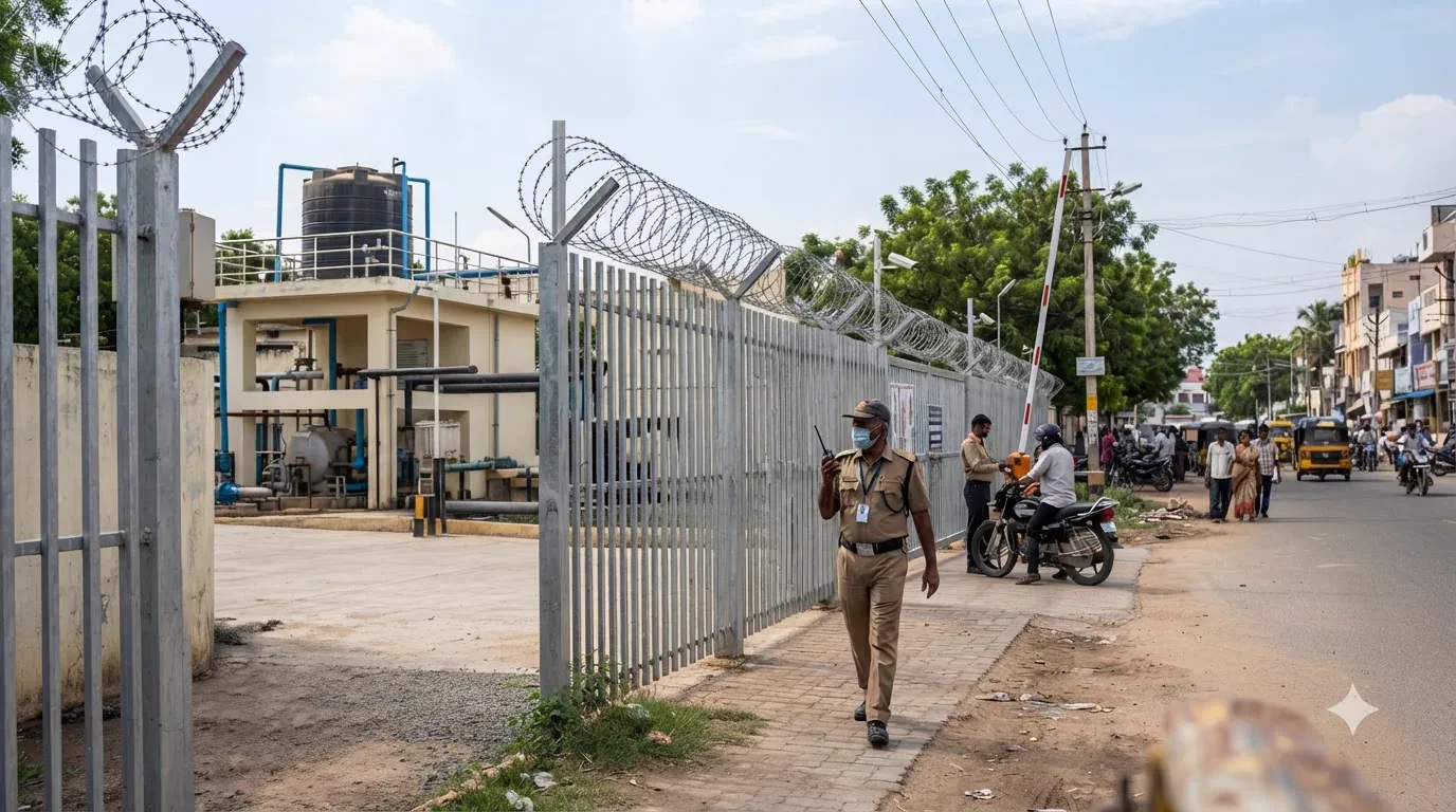 Civic and utility infrastructure with perimeter security