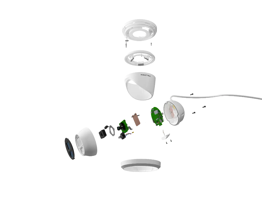 Exploded assembly view of MACTRA turret camera