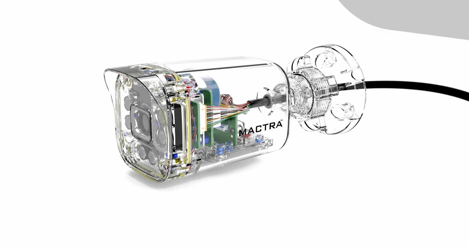 Assembled exterior view of MACTRA mini-bullet camera