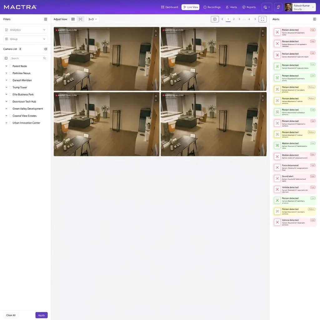 MACTRA VMS live multi-camera view